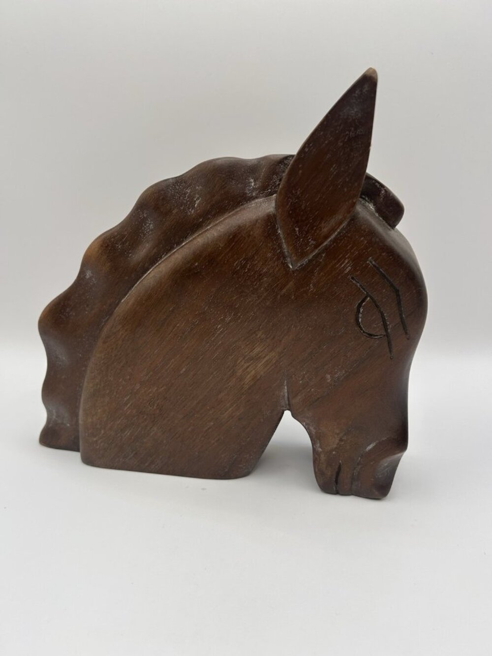 Wood Horse Head Sculpture Mid Century Modern Hand Carved Figurine MCM Rustic - Picture 1 of 14